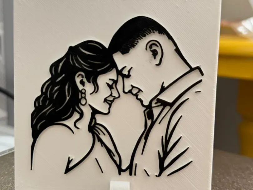 Cuadro personalizado de pareja lineart impreso en 3D Tacna Peru
