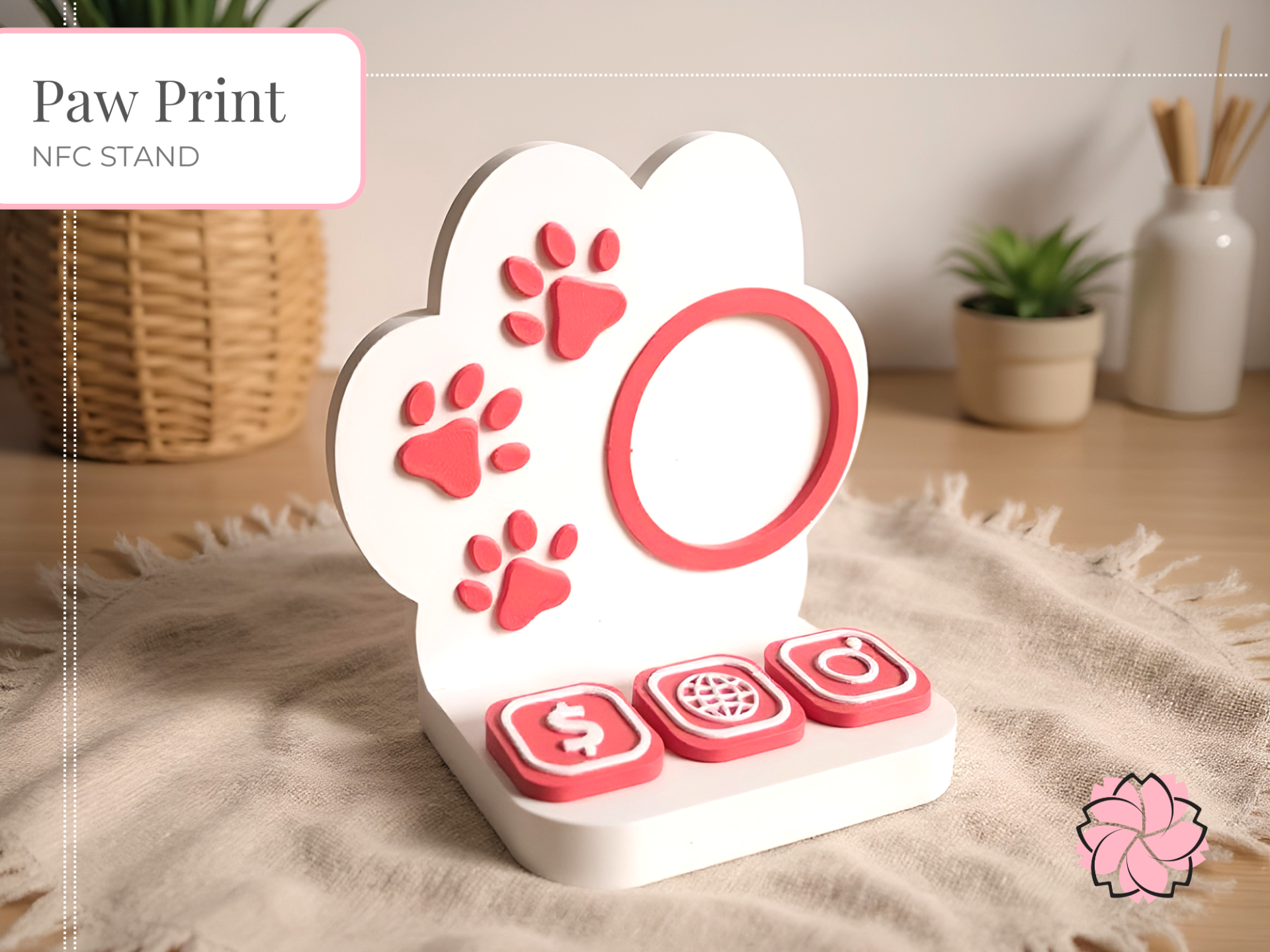 Soporte NFC con diseno de huella de mascota impreso en 3D Tacna Peru